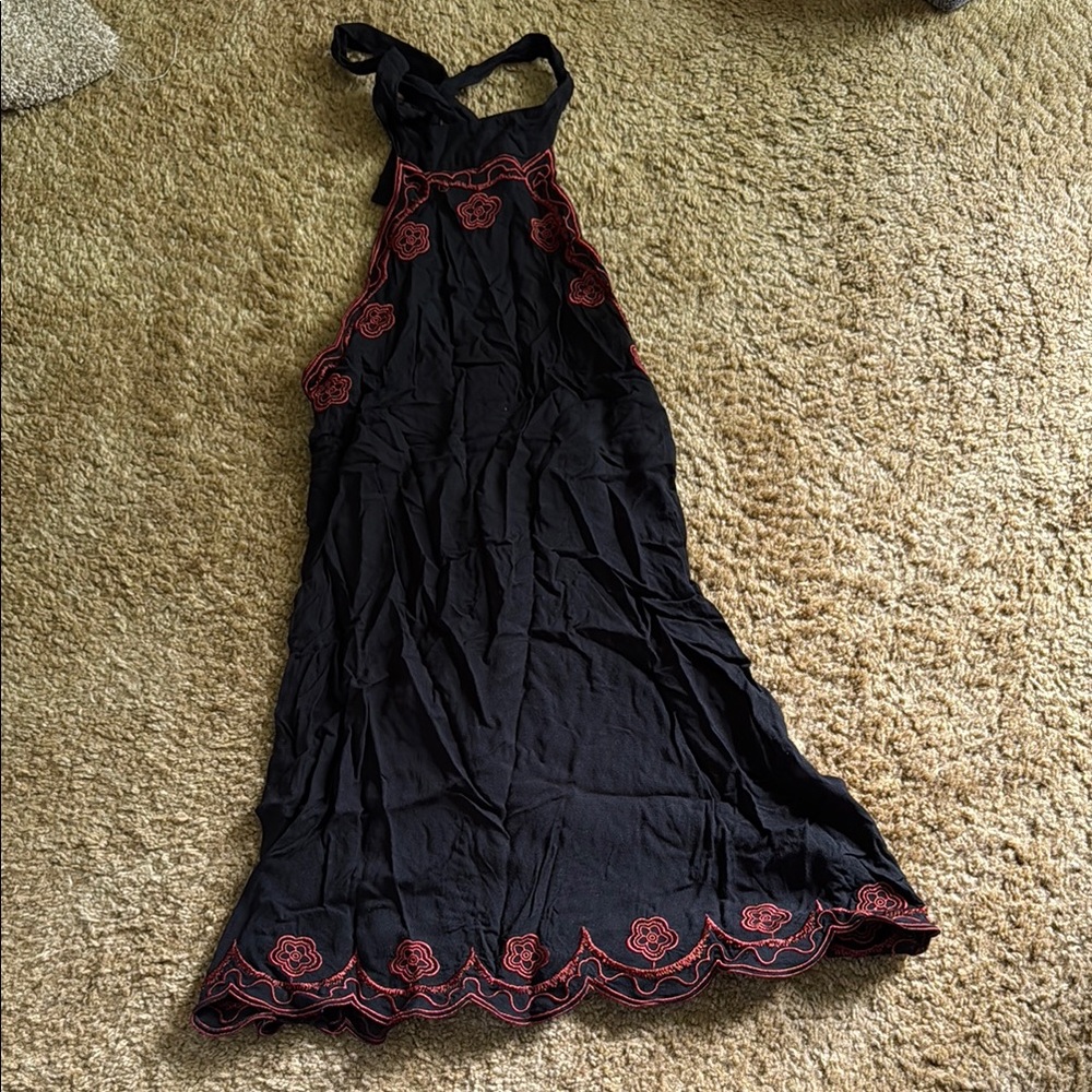 Lulu's Black and Pink Backless Dress